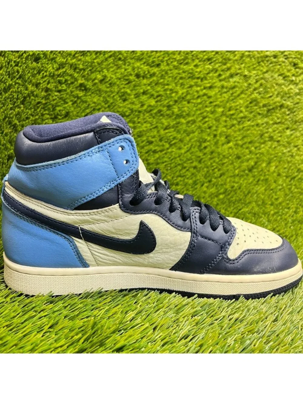 Nike Air Jordan 1 Retro High OG Mens Size 7 Blue White Basketball Shoes Sneakers